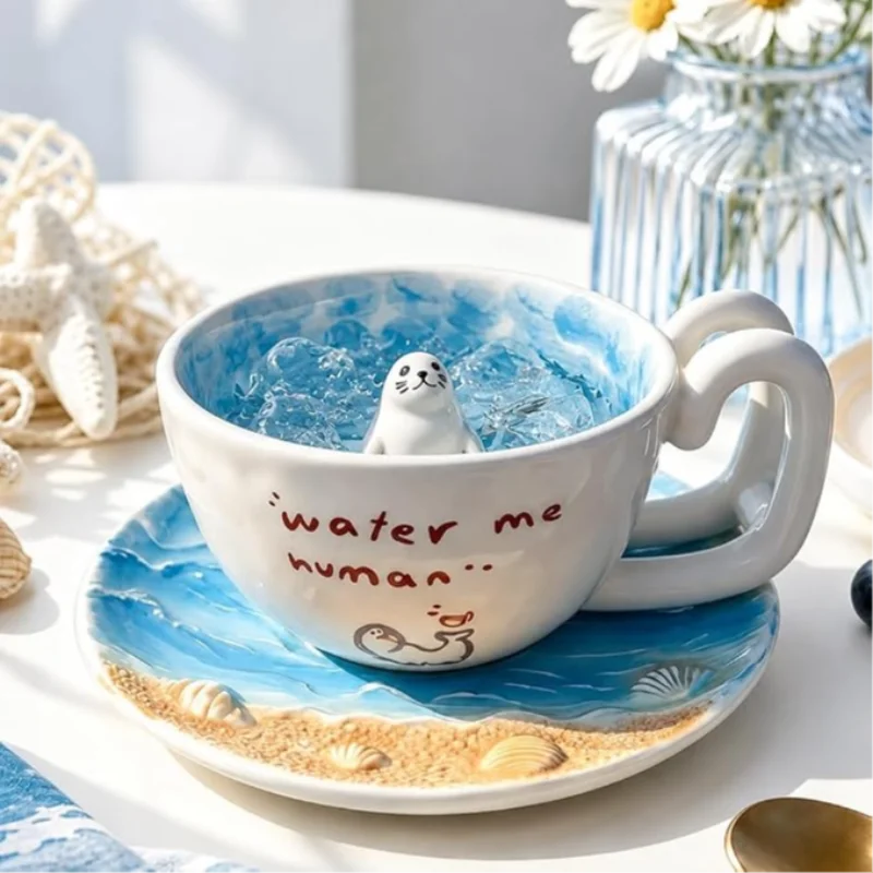 Handmade Ceramic Mug - كوب قهوة سيراميك بتصميم فريد ثلاثي