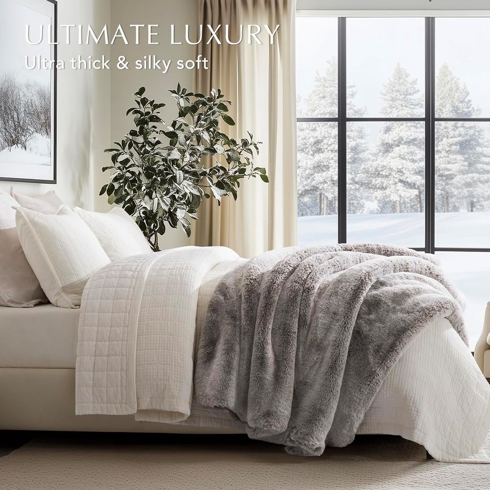 بطانية رمي فاخرة من فرو شينشيل - مراجعة Cashmere Throw Blanket وسعره